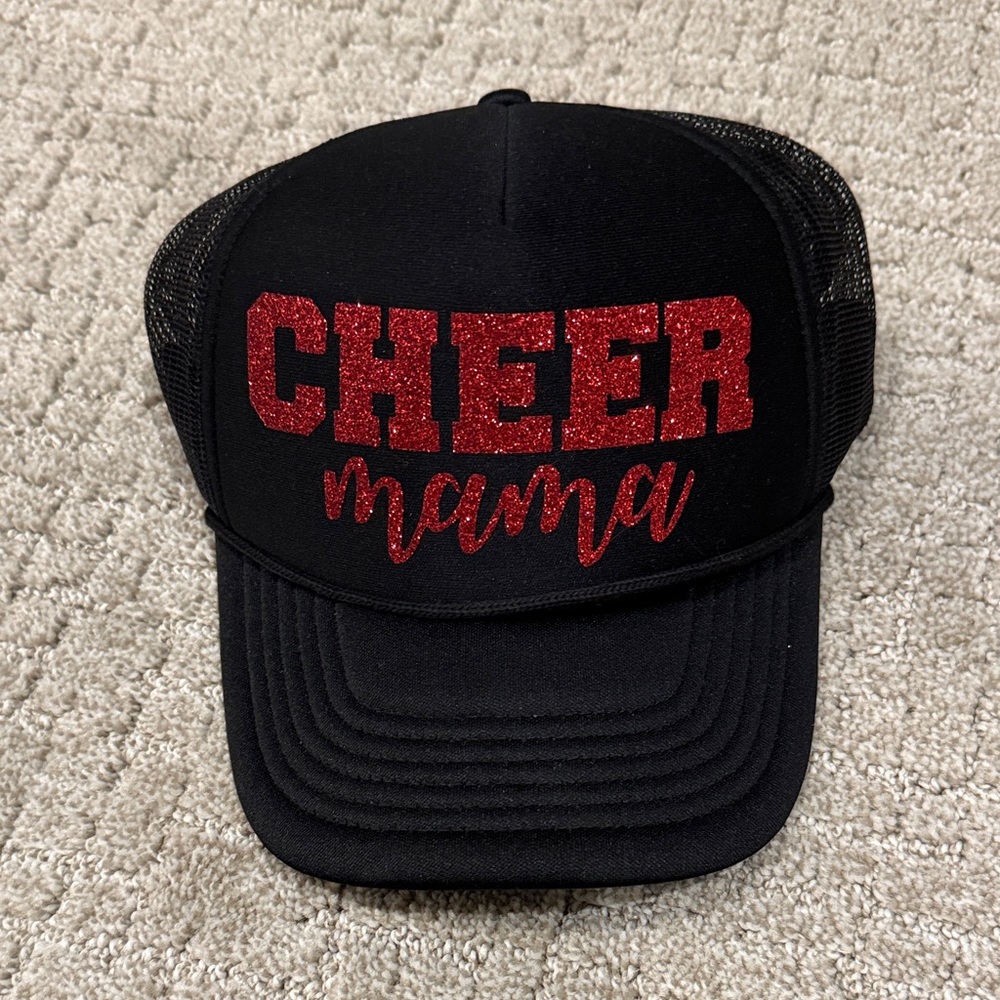 Black Cheer Mama Trucker Hat